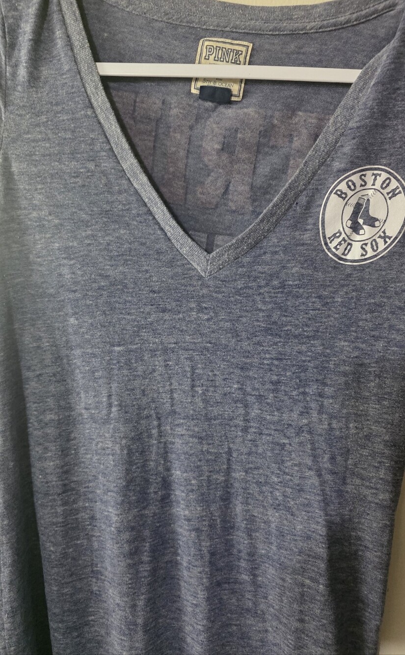 PINK Victoria's Secret Heather Charcoal Tee with Cream Label